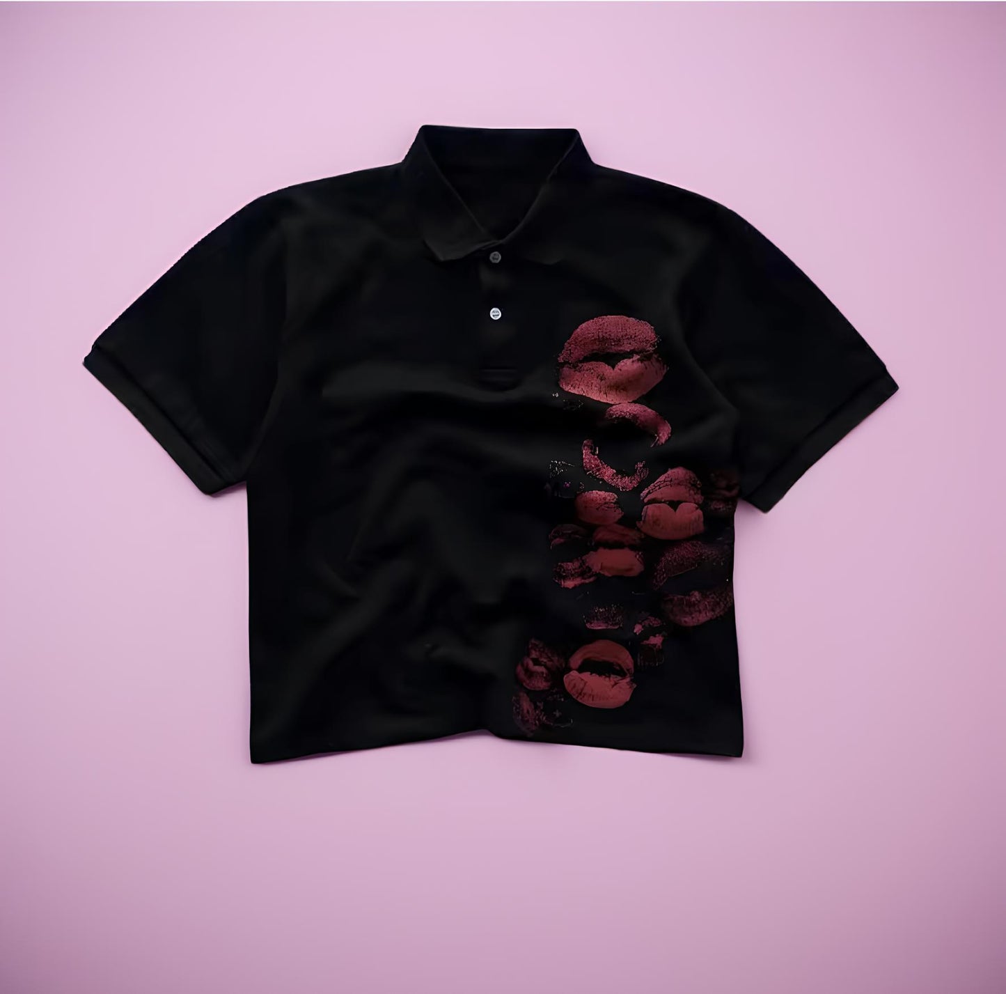 Lipstick Kiss Print Polo – Bold & Playful Design