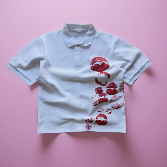 Lipstick Kiss Print Polo – Bold & Playful Design