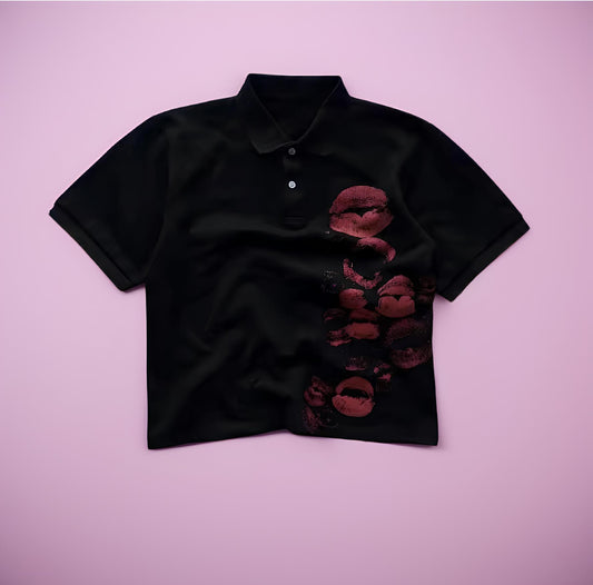Lipstick Kiss Print Polo – Bold & Playful Design